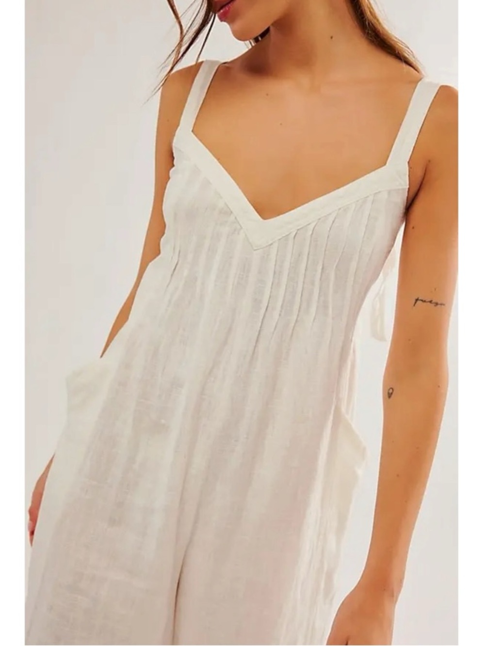 Free People Ethereal Drifting Dreams One Piece Jumpsuit White XL Wide Leg - Picture 6 of 12
